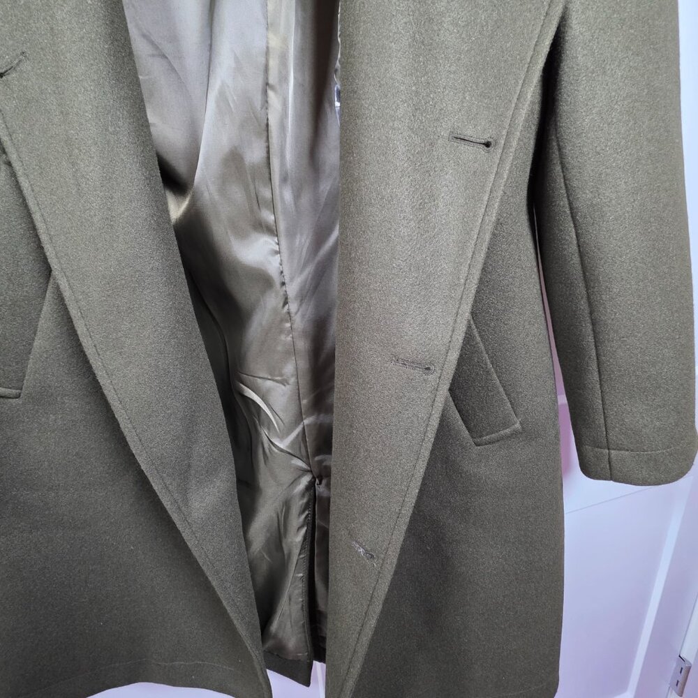 Women's Army Green Double Breasted Overcoat Size‎ M Military Style Lined PC1430 - Picture 4 of 12
